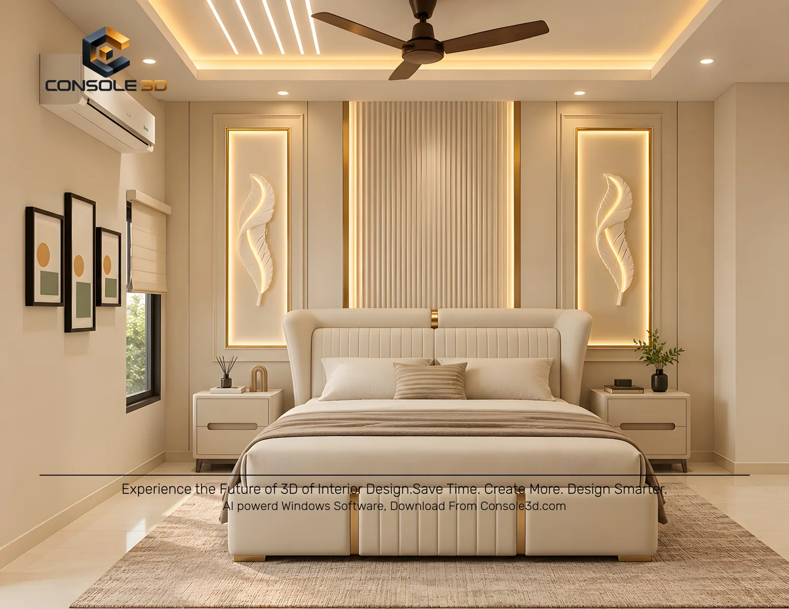 Bedroom 01 final render created with Console3D